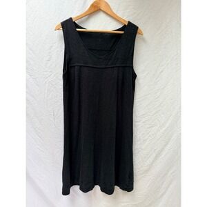 Horny Toad Womens Black Sleeveless Scoop Neck Shift Dress Hemp Blend Size Large